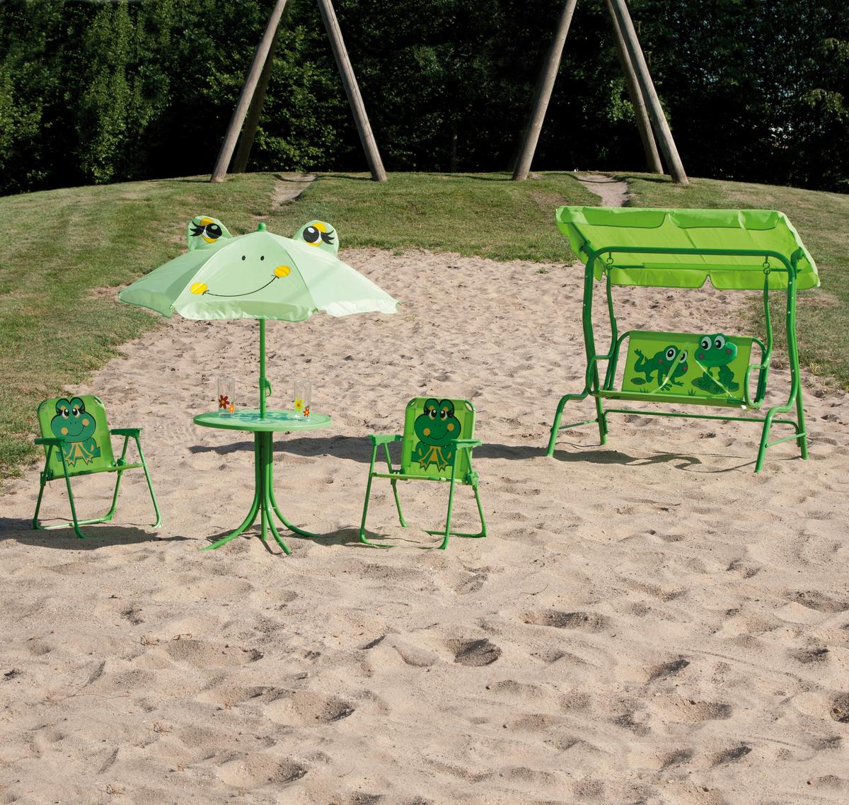 Kinder-hollywoodschaukel Stahl, Grün - Grün, MODERN, Textil/Metall (115/118/75cm) - Siena Garden