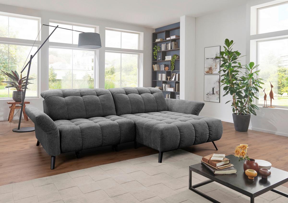 Ecksofa Coast Grau B: 244-270 cm - Schwarz/Grau, KONVENTIONELL, Holzwerkstoff/Textil (244-270/87-104/173cm)