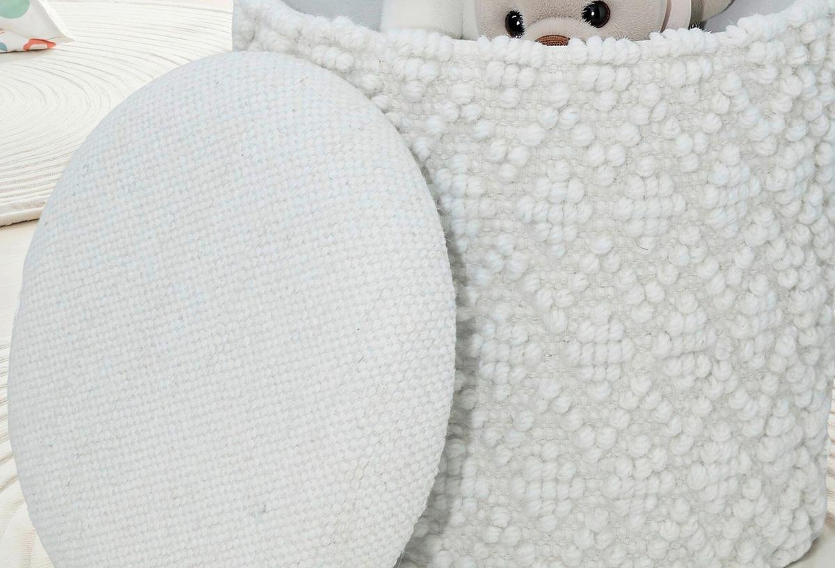 Hocker Weiß B: 40cm - Weiß, Basics, Textil (40/45/40cm) - Livetastic