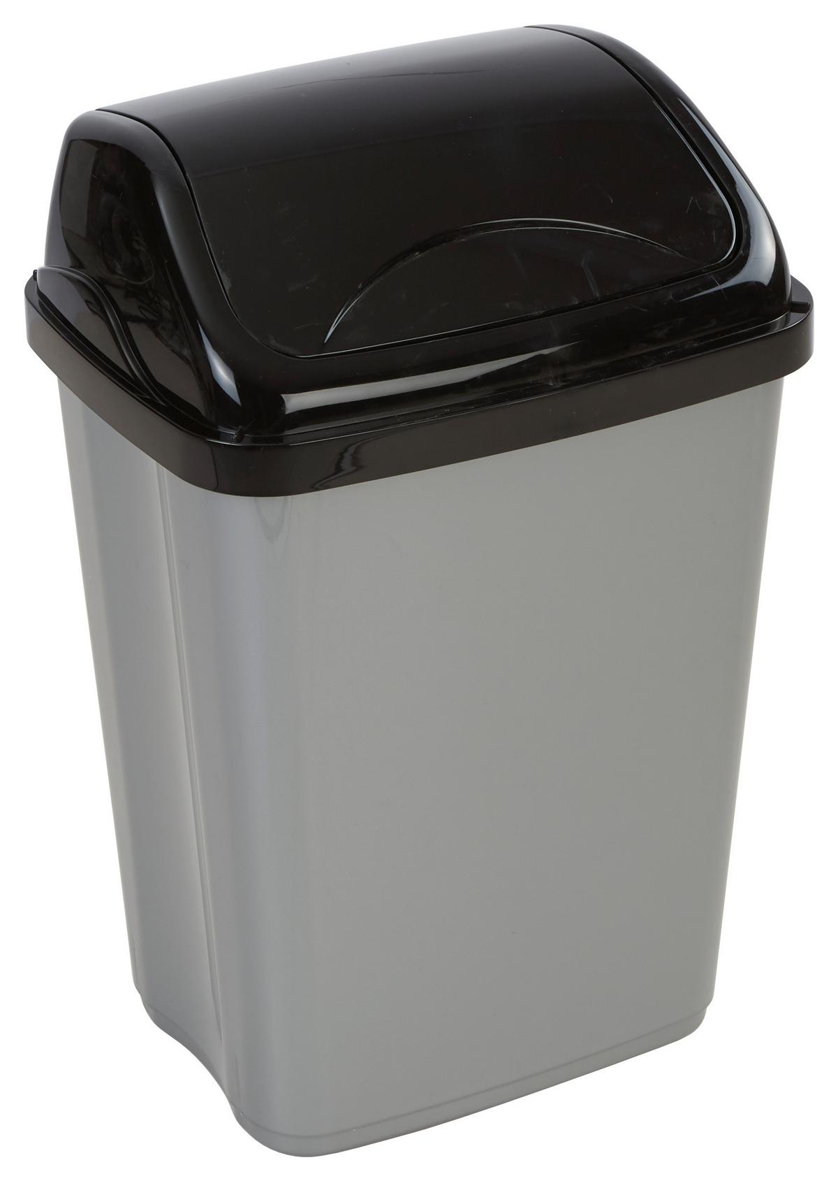 Schwingdeckeleimer Julien 26 L Kunststoff Grau/Schwarz - Schwarz/Grau, Basics, Kunststoff (26,3/50,3/33,5cm) - Homezone