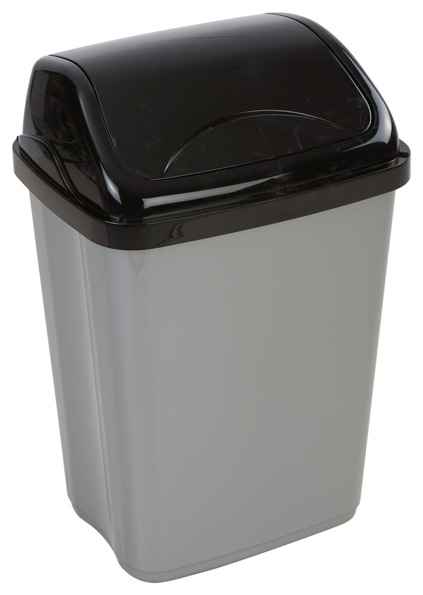 Schwingdeckeleimer Julien 26 L Kunststoff Grau/Schwarz