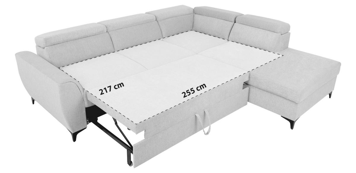 Ecksofa Lapis Dunkelbraun S: 255/217 Cm - Dunkelbraun/Schwarz, KONVENTIONELL, Textil (255/217cm) - MID.YOU