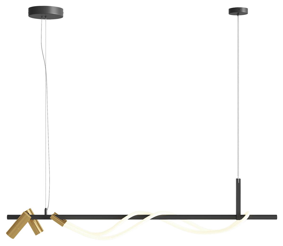 Pendelleuchte Tau - Goldfarben/Schwarz, Basics, Kunststoff/Metall (18/150/140cm) - MAYTONI