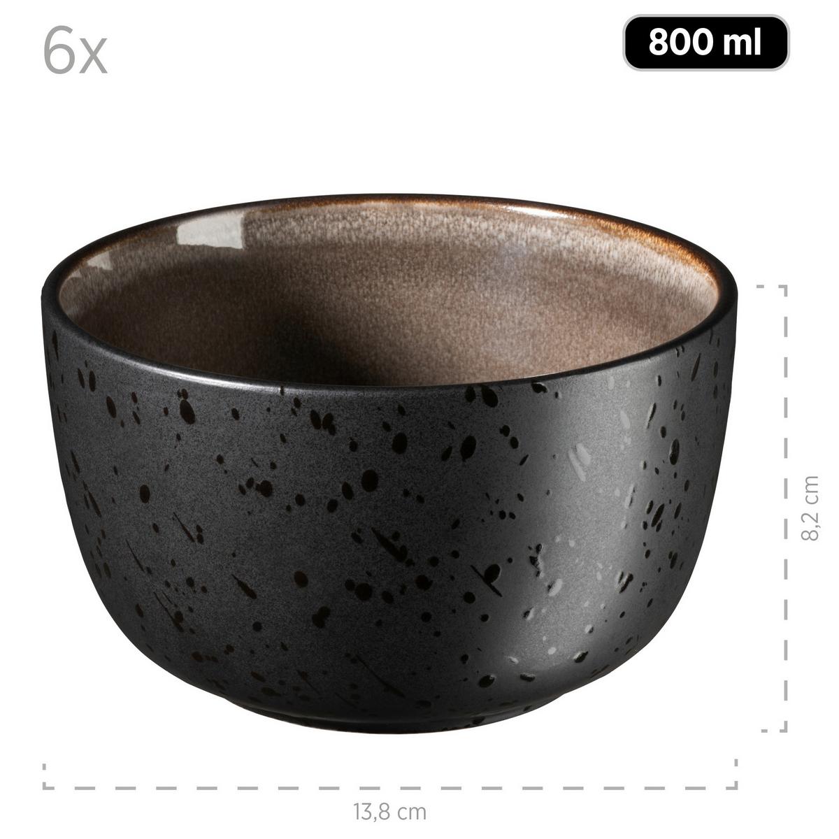 Frühstücksservice Niara Schwarz Greige 18-Teilig - Greige/Schwarz, Basics, Keramik - Mäser
