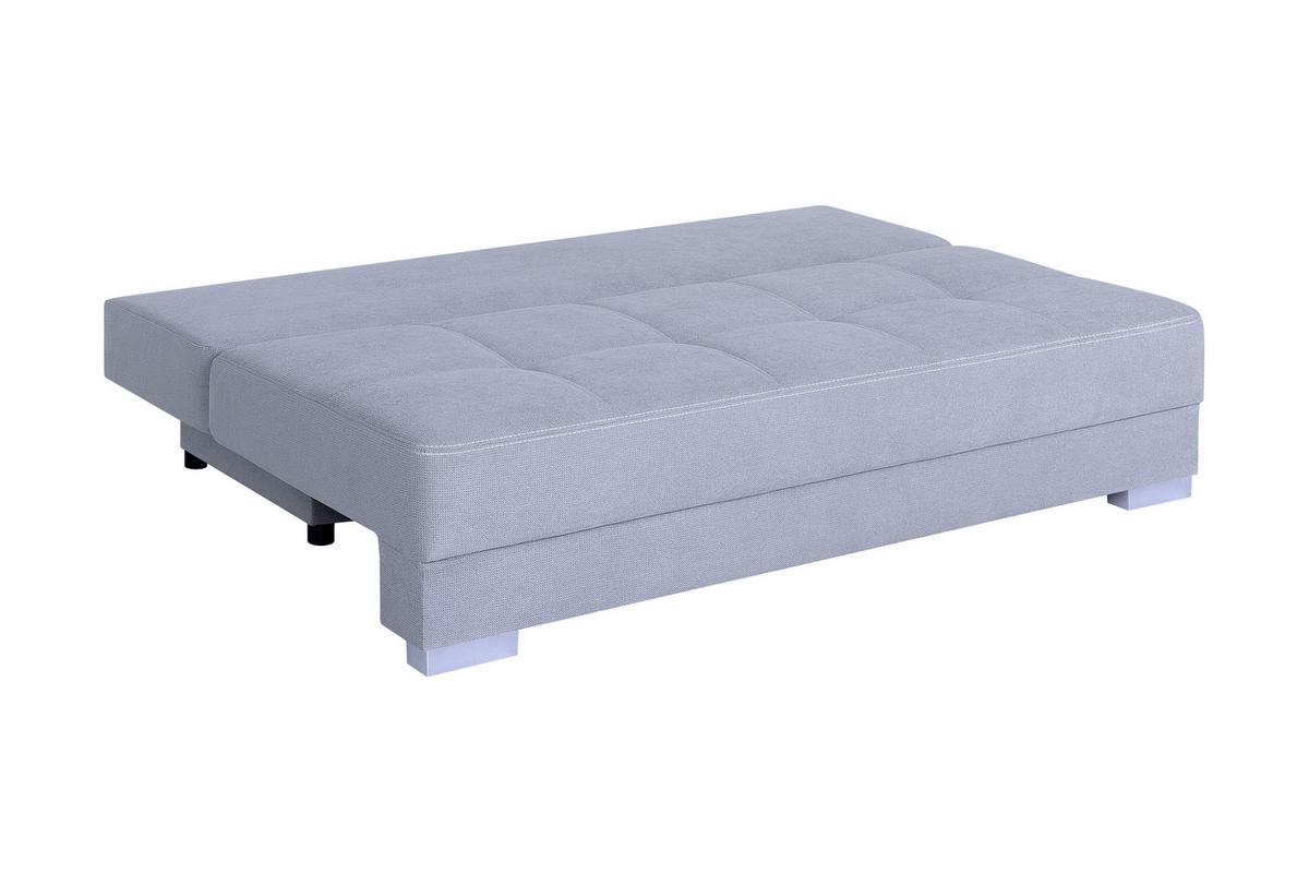 Rozkládací pohovka BEN, šedá, s lůžkem a úložným prostorem - šedá/bílá, Design, kompozitní dřevo/textil (200/90/110cm)