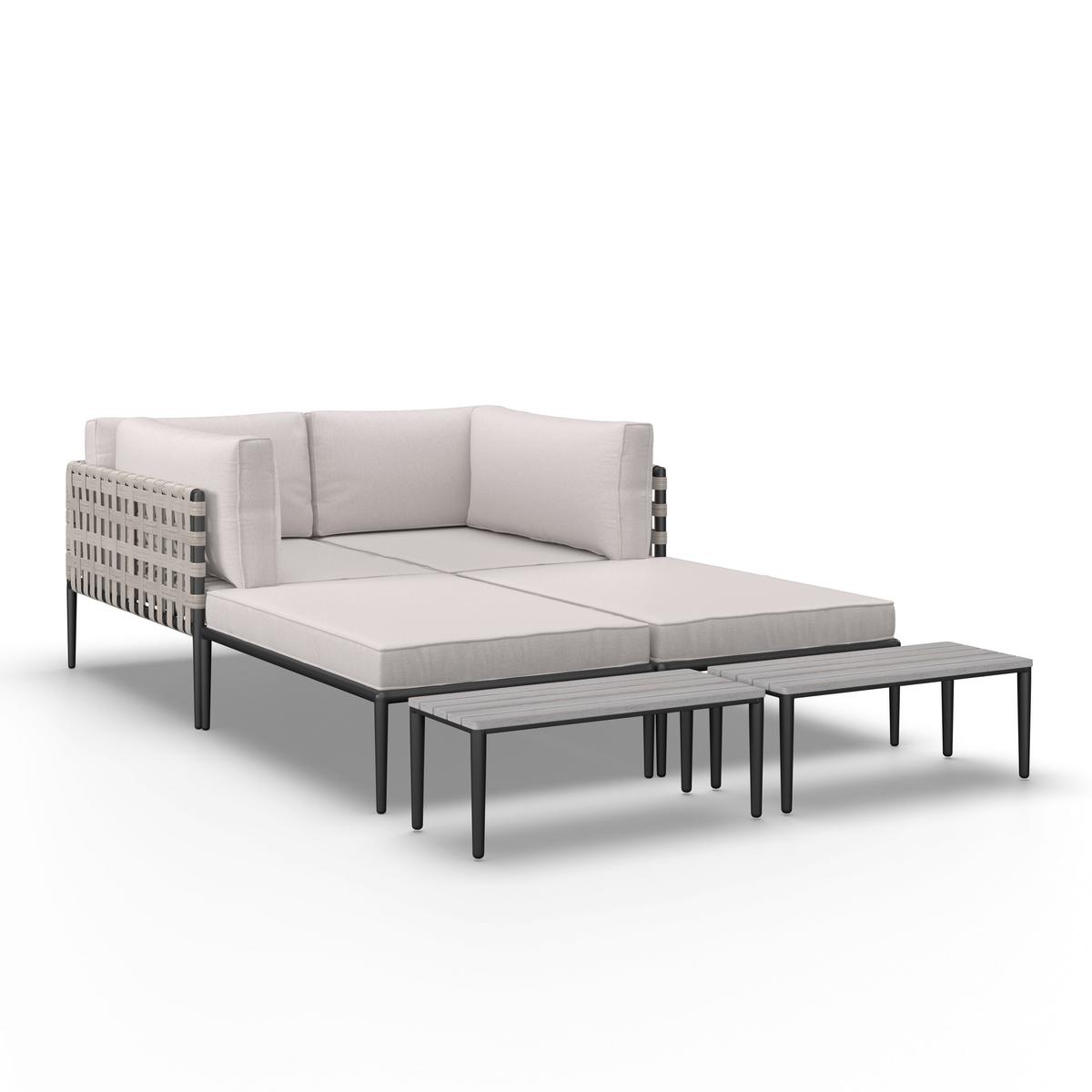 TERASOVÁ SEDACIA SÚPRAVA ENJA - čierna/sivá, Modern, kov/textil (104/60/70cm) - Bessagi Garden