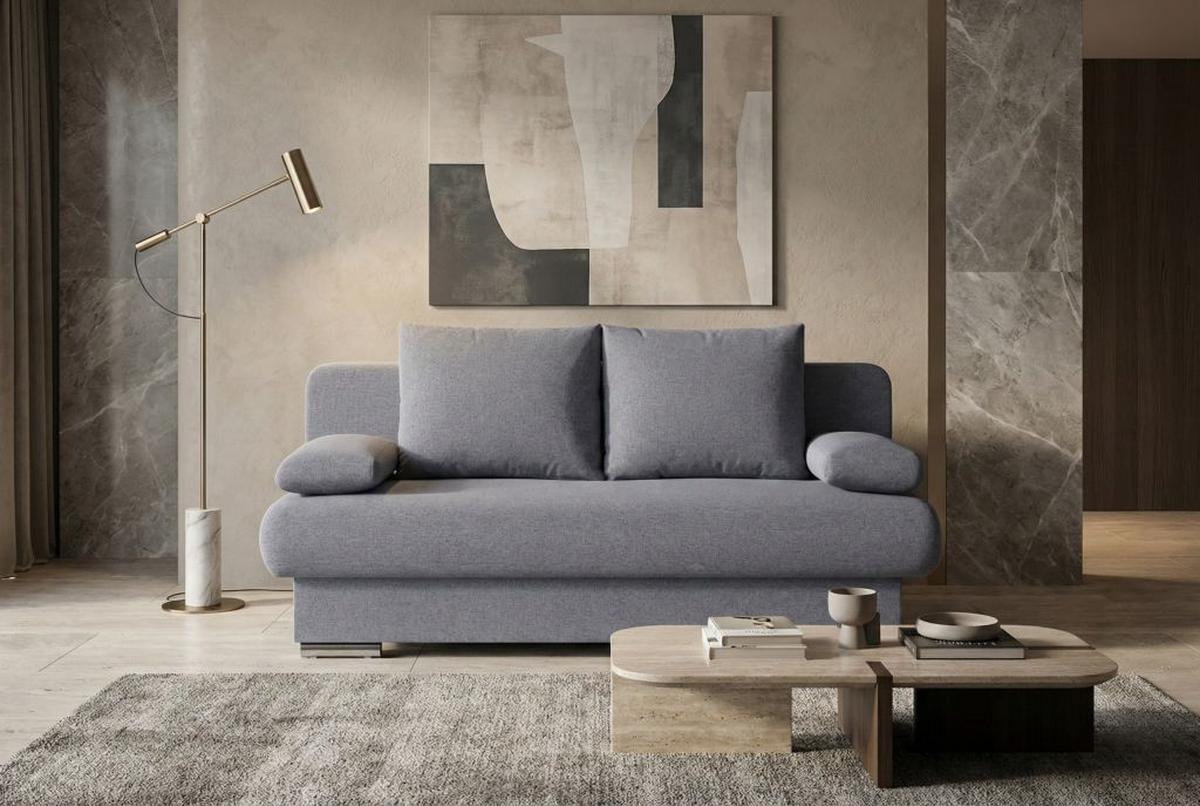 Rozkladacia pohovka BORA, svetlosivá tkanina LUMOS - čierna/svetlosivá, Design, kompozitné drevo/textil (193/85/86cm) - P & B