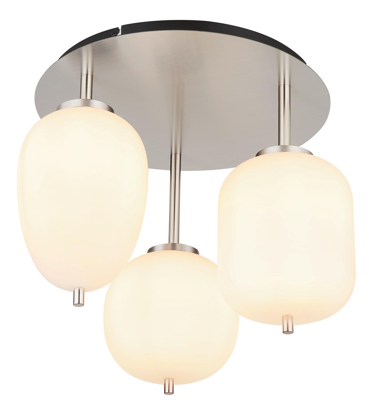Mennyezeti Lámpa 15345-3dno Blacky I - opál/nikkelszínű, Basics, üveg/fém (46/36cm) - Globo