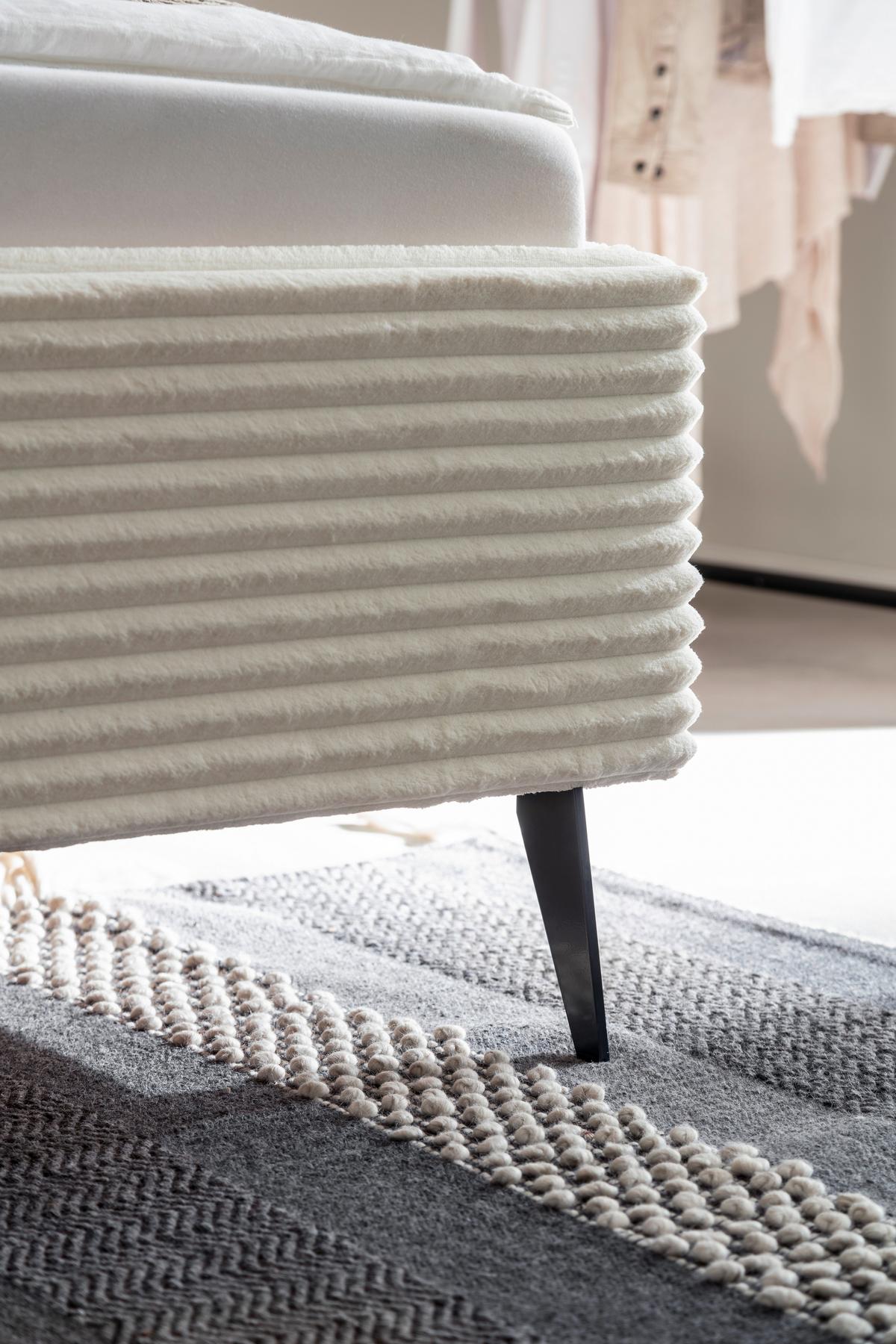 Polsterbett Matera Creme 160x200cm - Creme/Schwarz, Trend, Textil (160/200cm) - MID.YOU