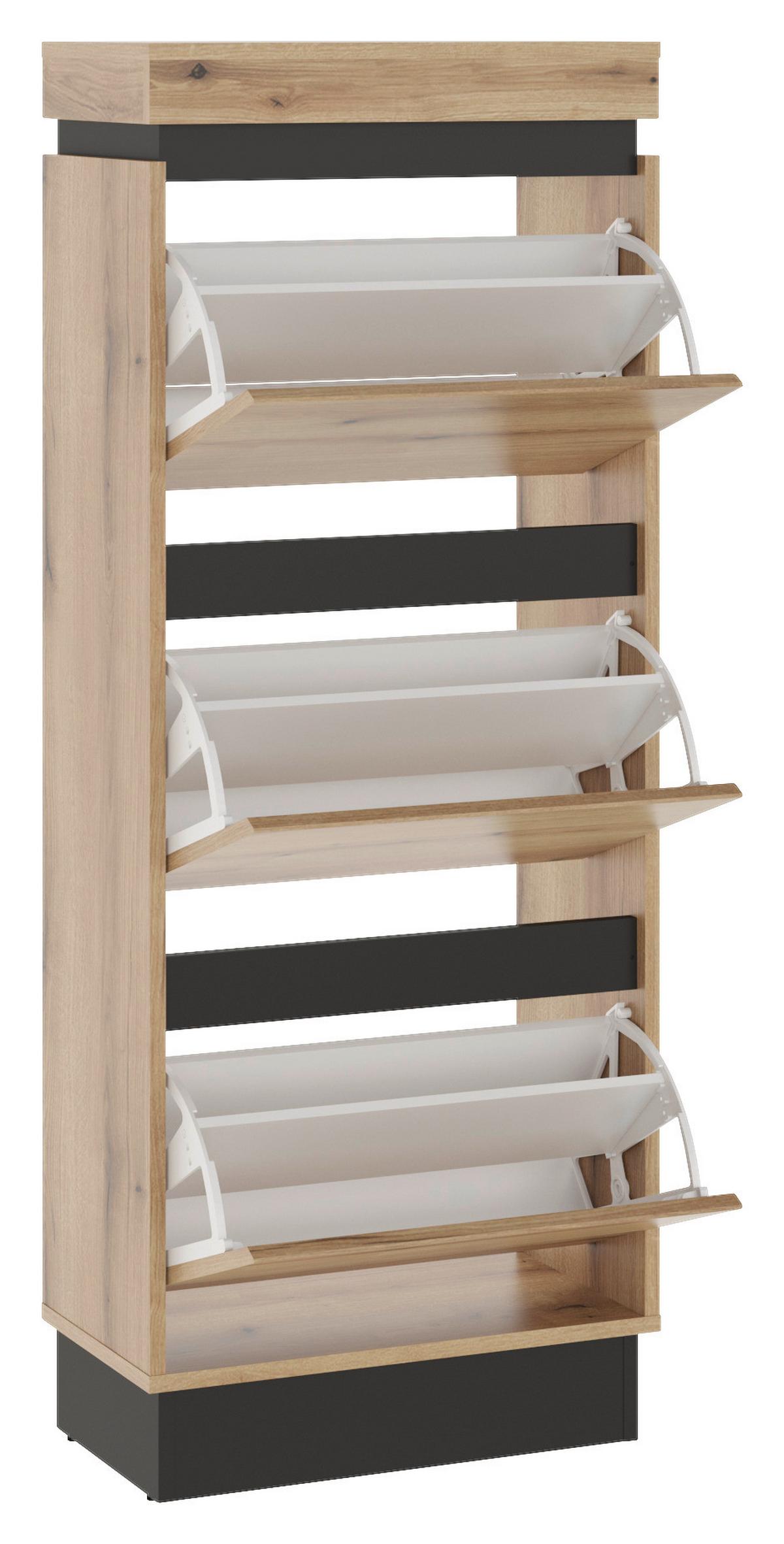 Schuhschrank Corte Grau/eiche Dekor B: 53,8 Cm - Trend, Holzwerkstoff (53,8/137,3/28,5cm)