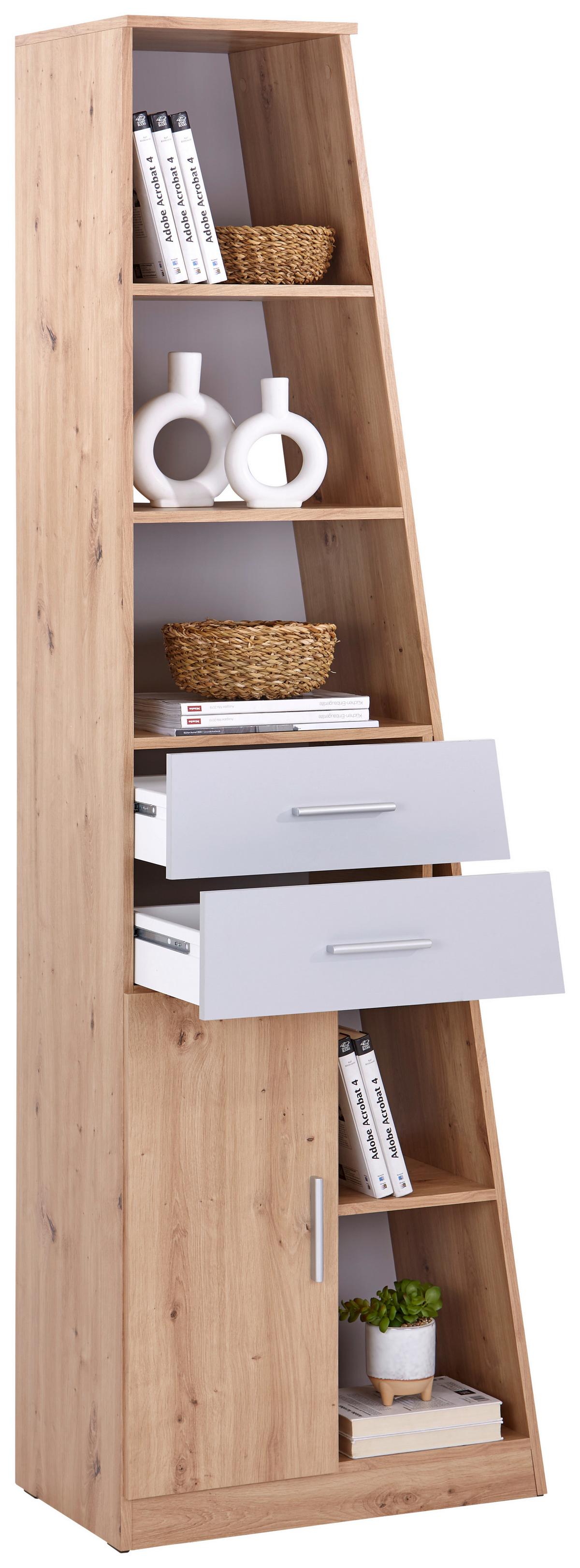 Polc Johnny - Artisan tölgy/szürke, Modern, faalapú anyag (67/216/42cm)