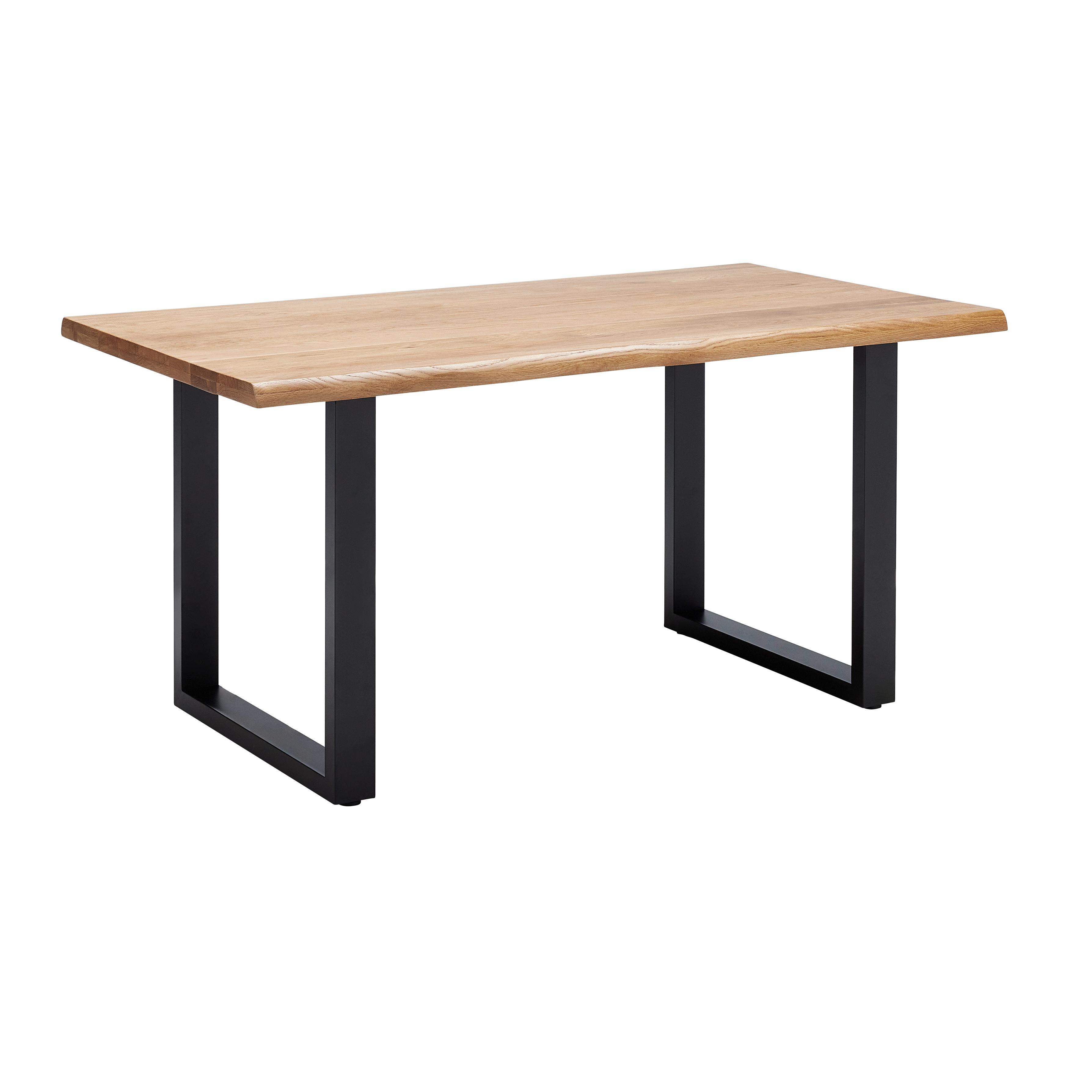 Jedálenský stôl LEN 160x90cm - čierna/farba duba, Modern, kov/drevo (160/90/76cm) - Bessagi Home