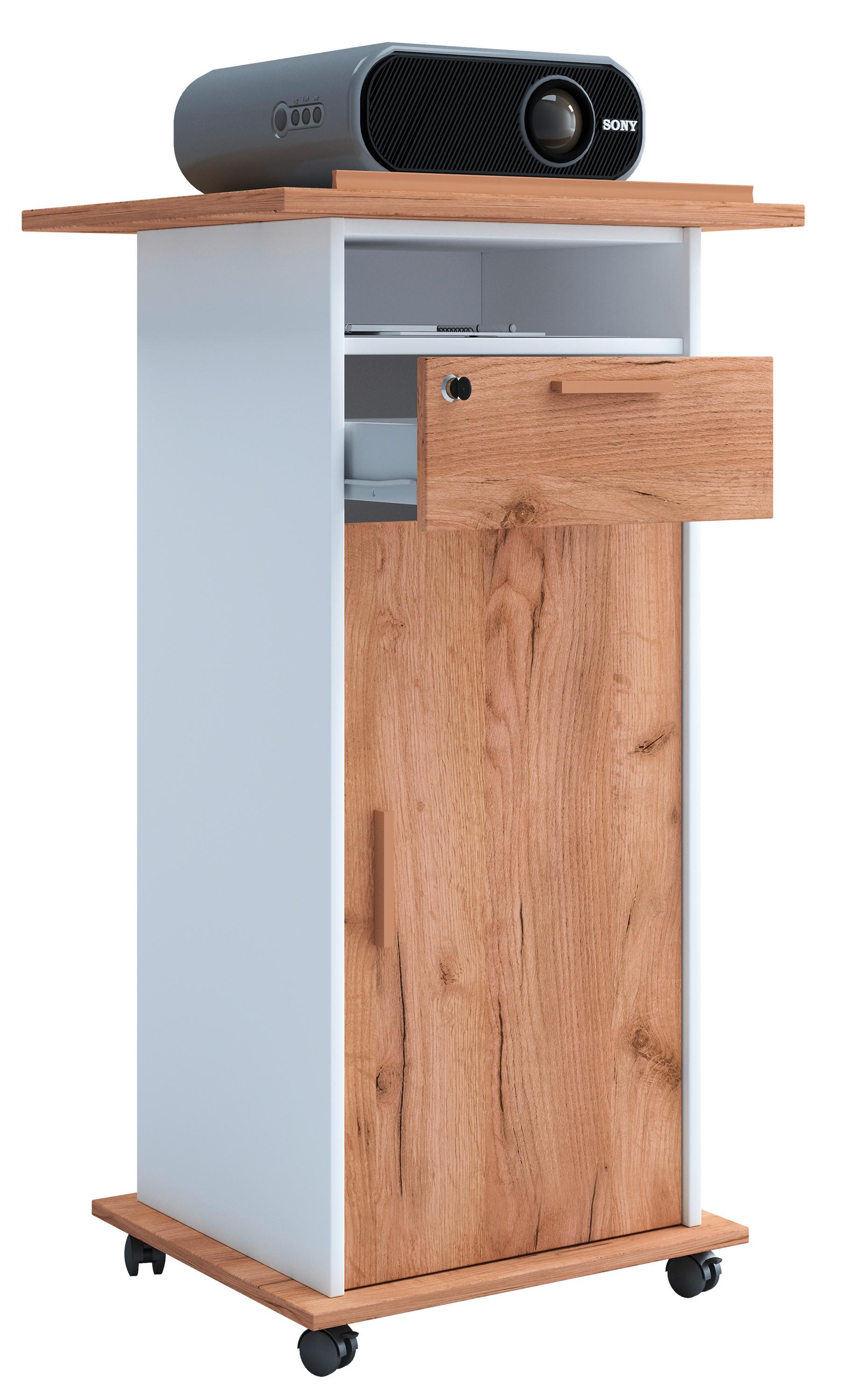 Stehpult Neta Weiß, Eiche Dekor L: 60 cm - Honigeiche/Weiß, MODERN, Holzwerkstoff (60/50/108,3cm) - MID.YOU