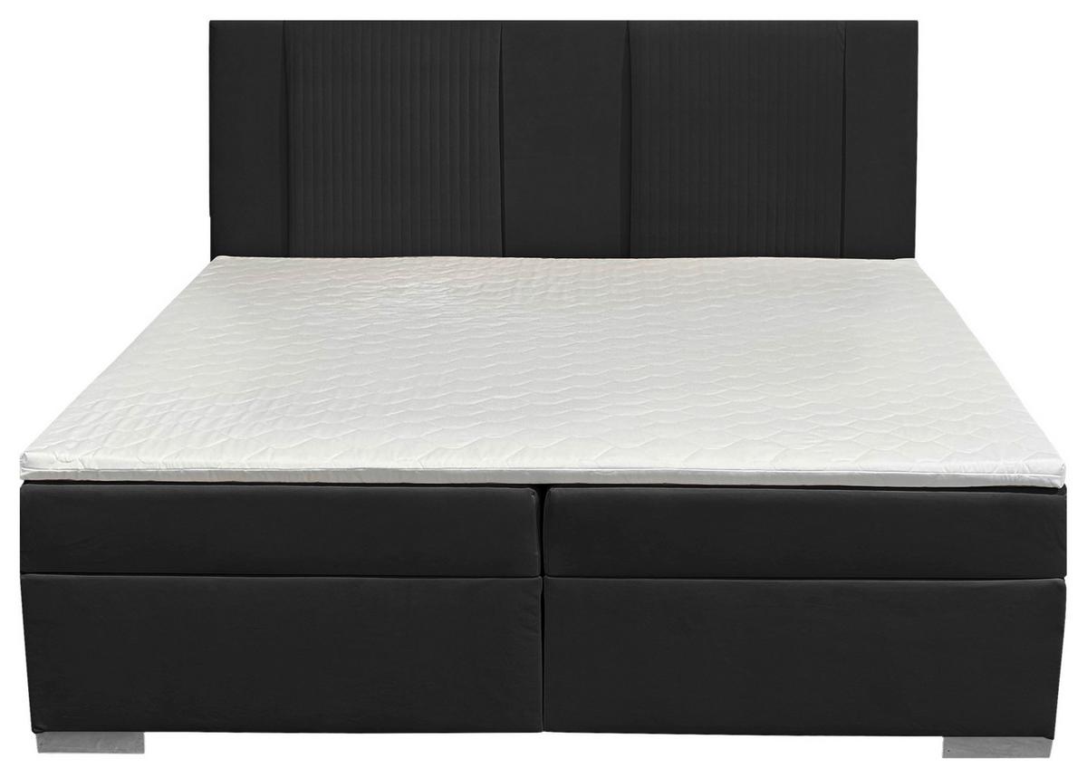 Boxbett Mit Bettkasten 180x200 Cm Dolly - Silberfarben/Schwarz, Basics, Holzwerkstoff/Textil (180/200cm) - Livetastic
