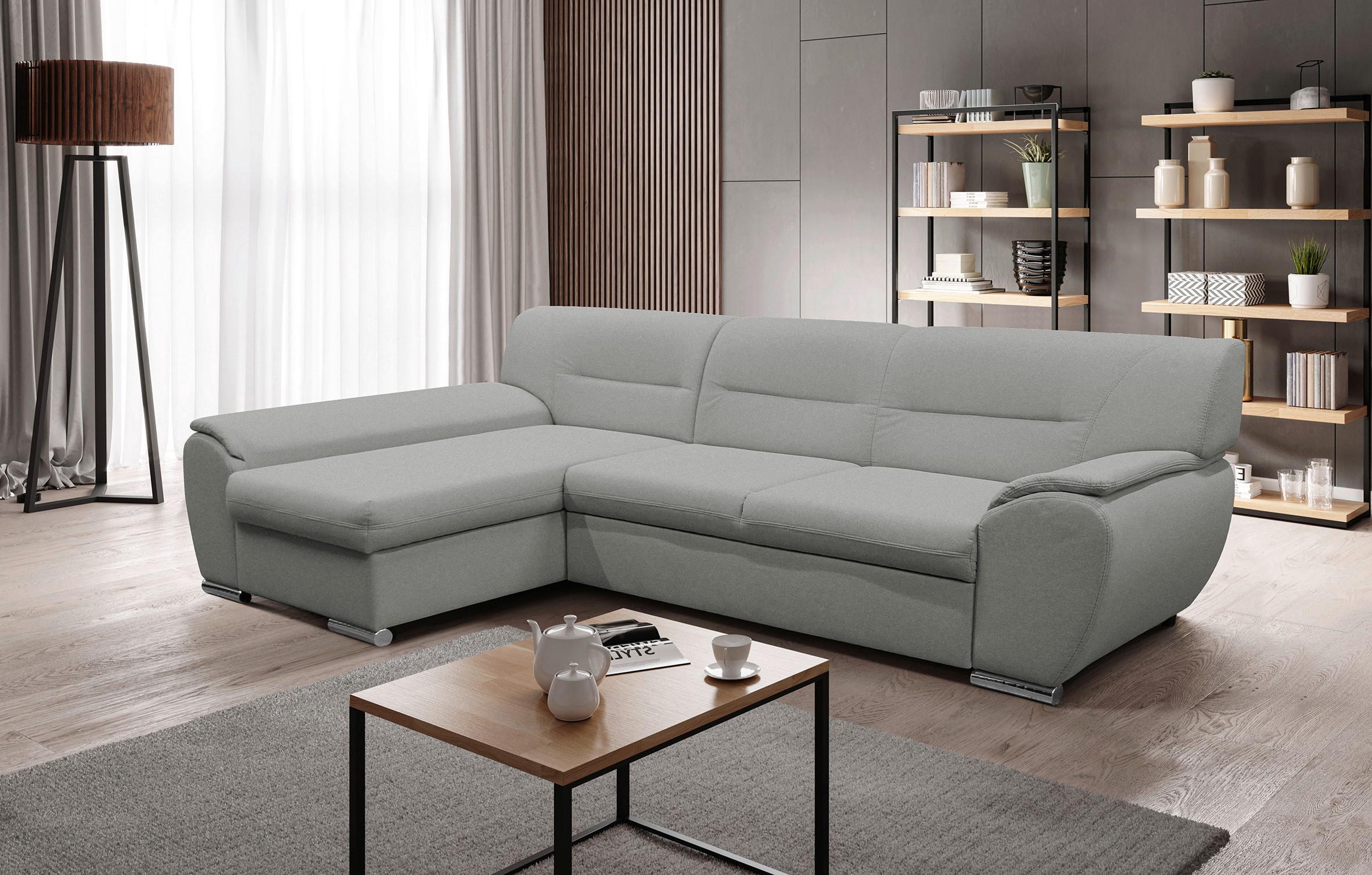 Ecksofa Mit Schlaffunktion Veratti Blau - Silberfarben/Hellgrau, Design, Textil (167/281cm) - MID.YOU