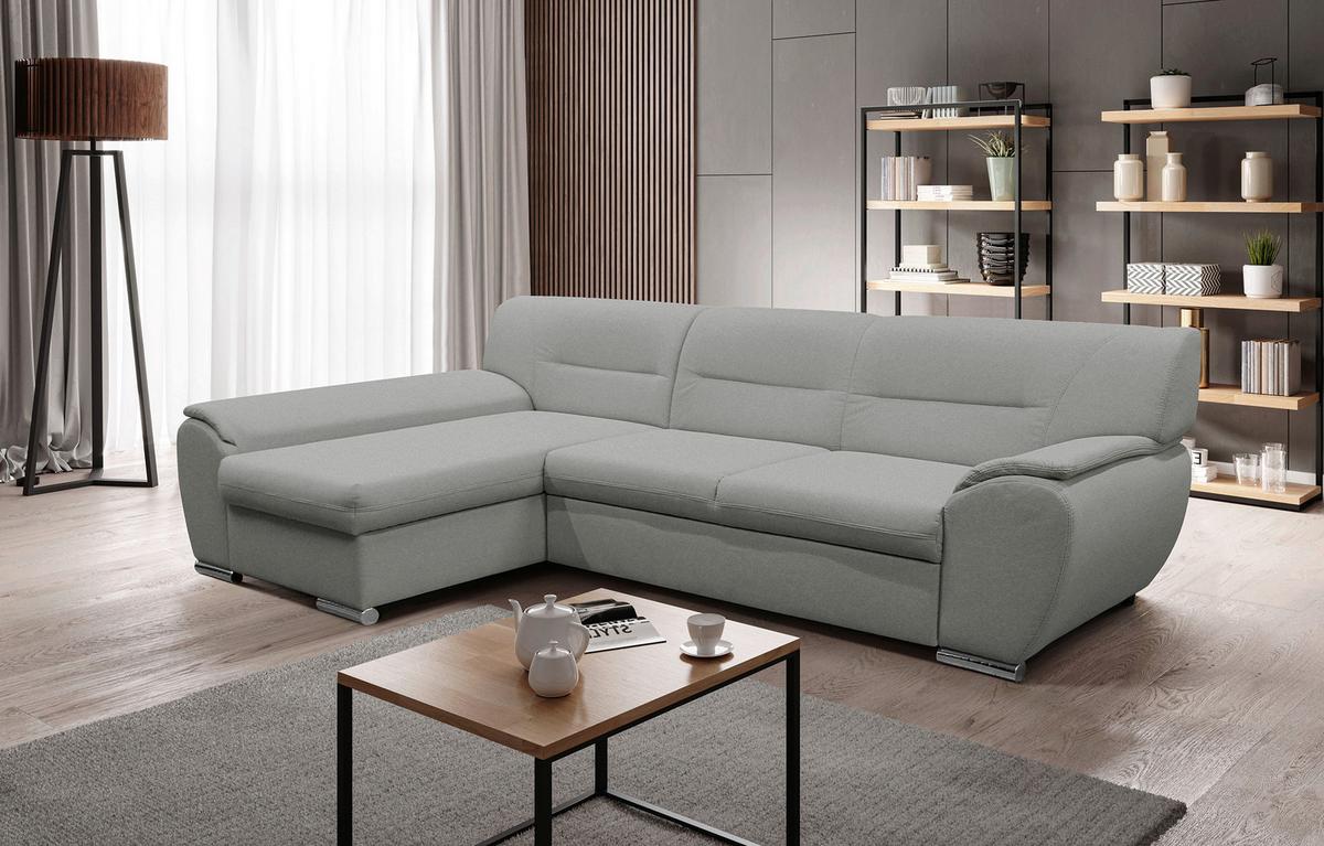 Ecksofa Mit Schlaffunktion Veratti Blau - Silberfarben/Hellgrau, Design, Textil (167/281cm) - MID.YOU
