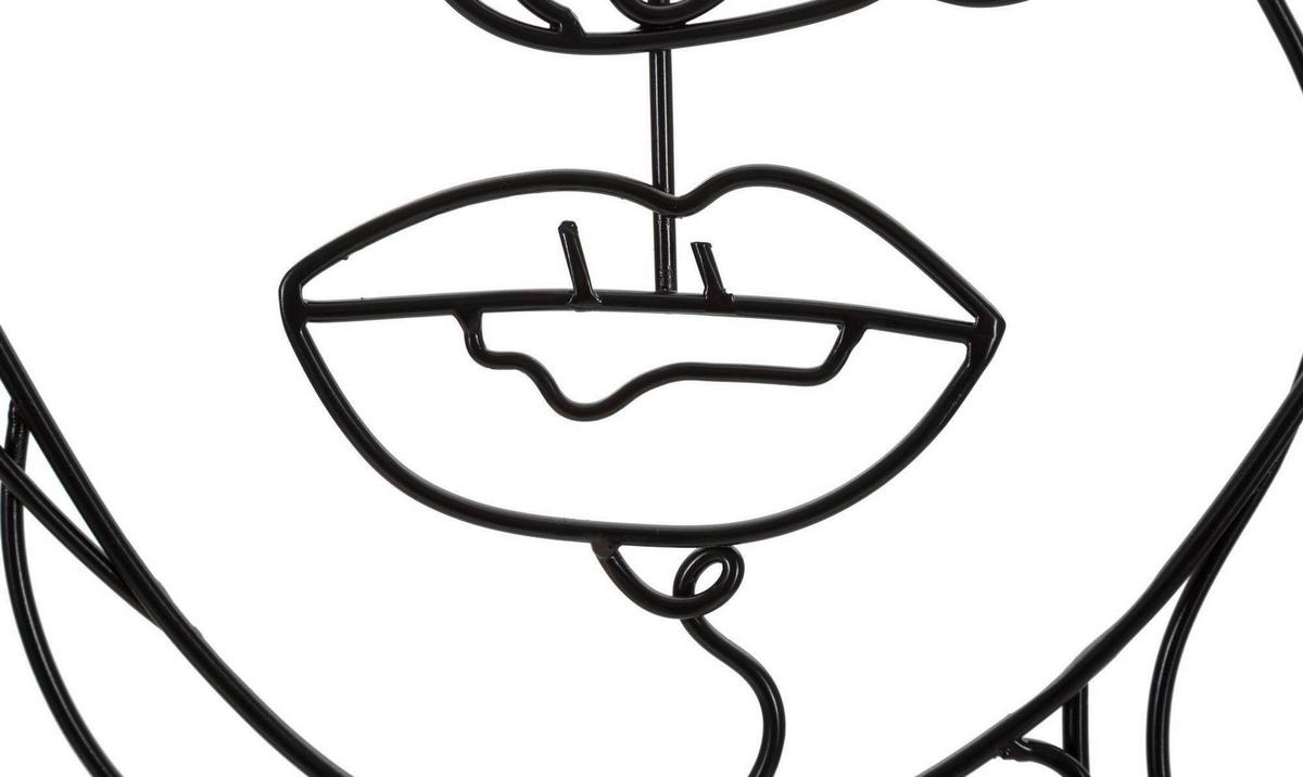 Wanddeko Face Schwarz B: 57 Cm - Schwarz, Basics, Metall (57/80/1.3cm)