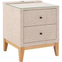 Nachtkästchen Smile Inkl. Beleuchtung, B: 49 Cm - Creme, KONVENTIONELL, Glas/Holz (49/58,5/46cm) - James Wood