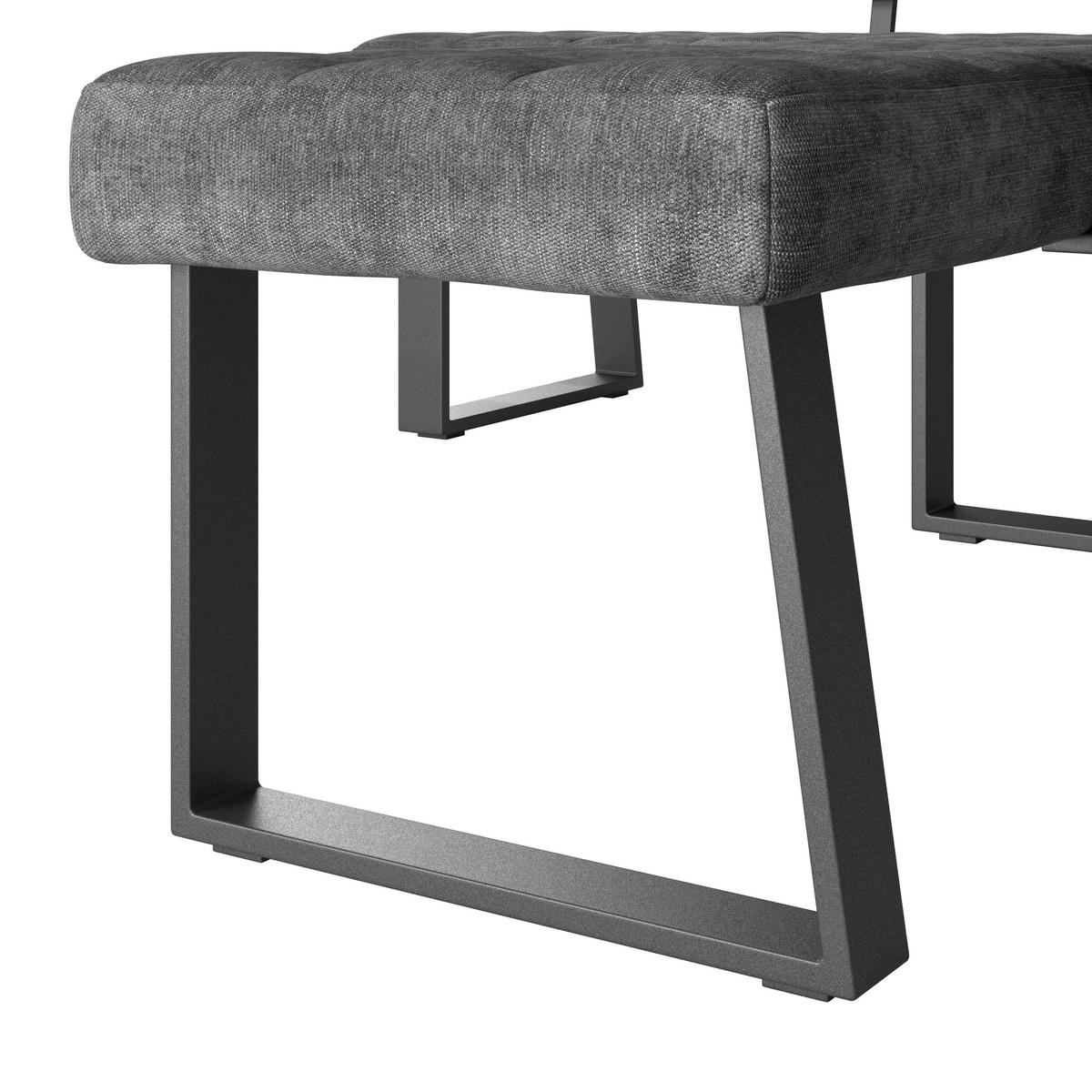 Eckbank Dunkelgrau Polyester Laslo 134x185 cm - Dunkelgrau/Schwarz, MODERN, Textil/Metall (134/185cm) - MID.YOU