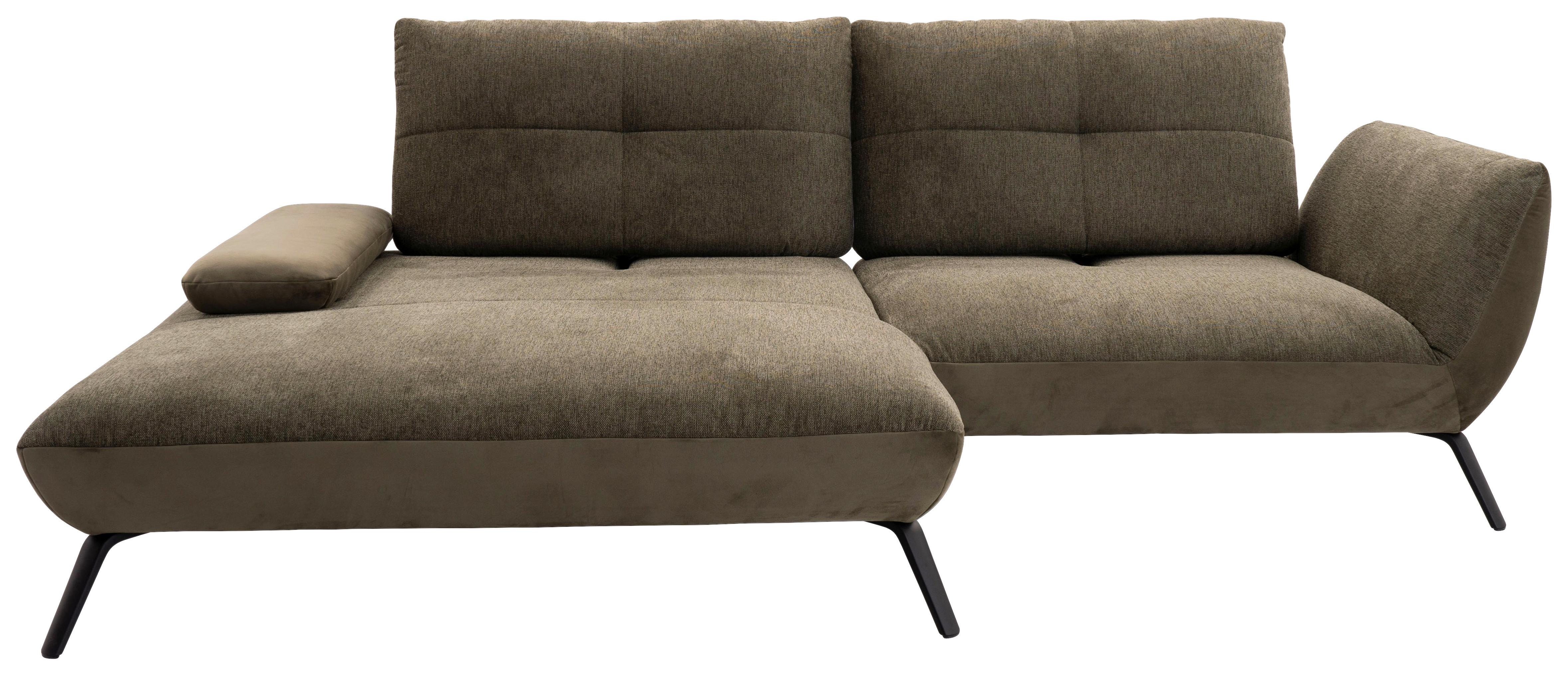 Ecksofa Dover erweiterbar Olivgrün 191-207x273cm - Schwarz/Olivgrün, Trend, Holzwerkstoff/Textil (191-207/273cm)