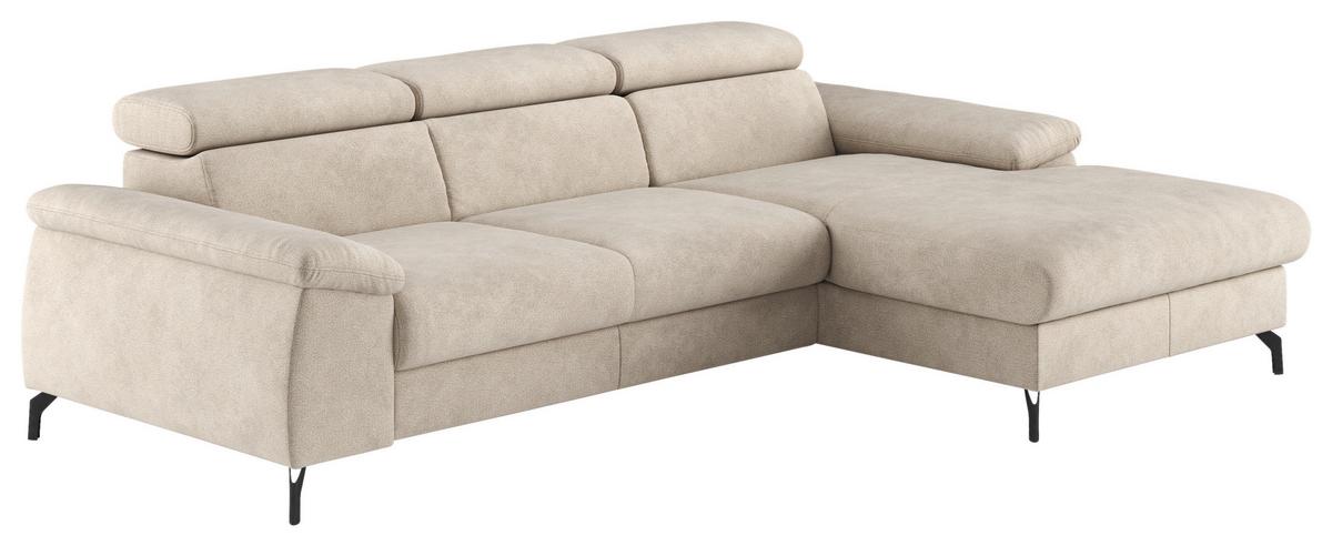 Ecksofa Kitty Beige S. 244x166 cm - Beige/Schwarz, Design, Textil (244/166cm) - Livetastic
