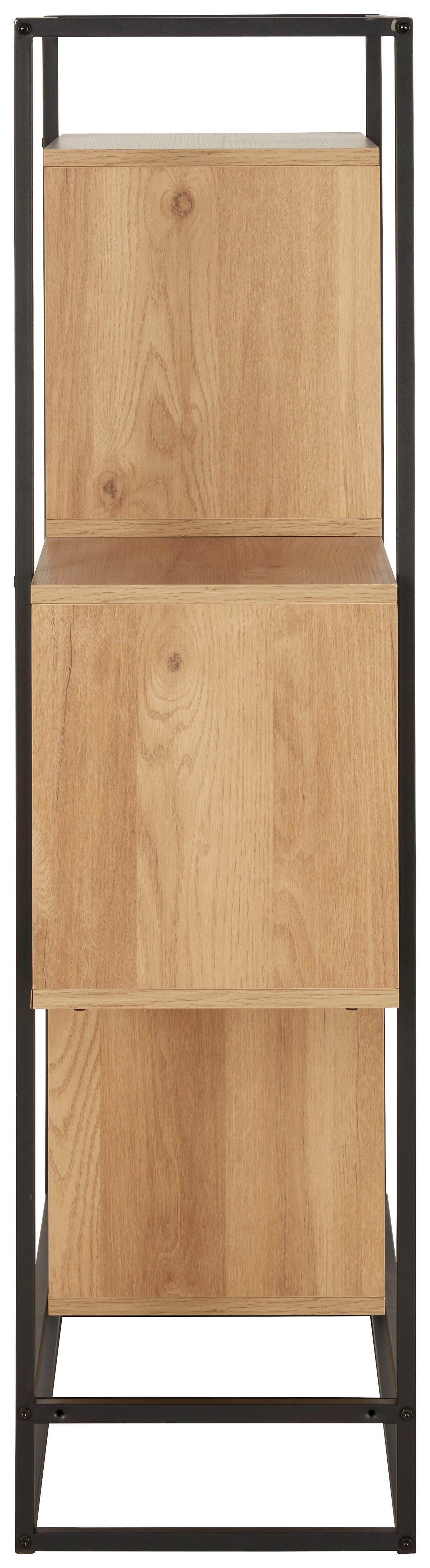 REGÁL ADRIAN -EXKLUSIV- - černá/přírodní barvy, Moderní, kov/kompozitní dřevo (80/126/33cm) - Mömax