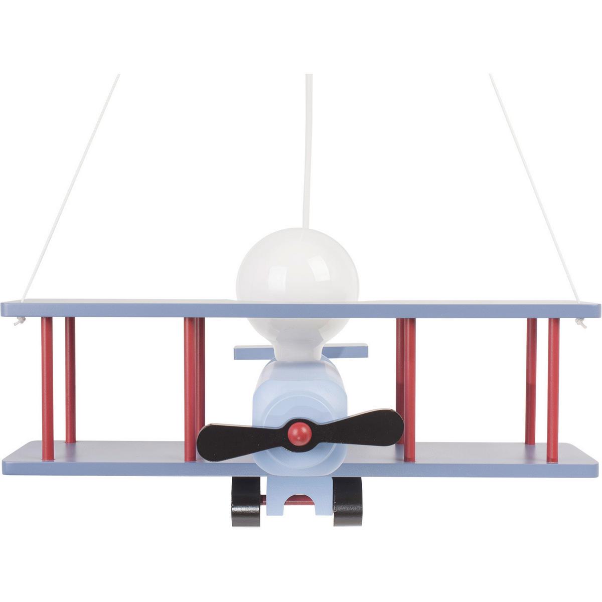 Kinderhängeleuchte Flugzeug H: 75 Cm 1-Flammig - Blau/Rot, KONVENTIONELL, Holz (42/45/75cm)