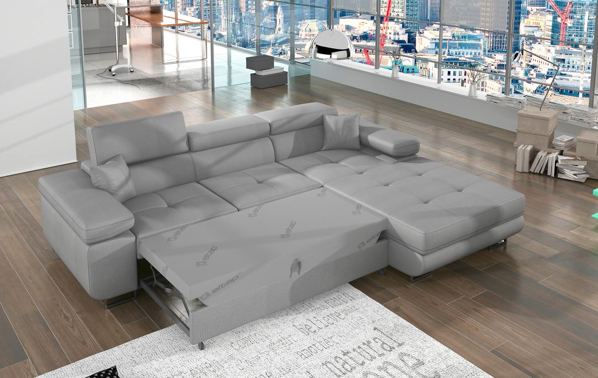Ecksofa Armando Hellgrau S: 289x203 Cm - Chromfarben/Hellgrau, Design, Textil (289/203cm) - MID.YOU