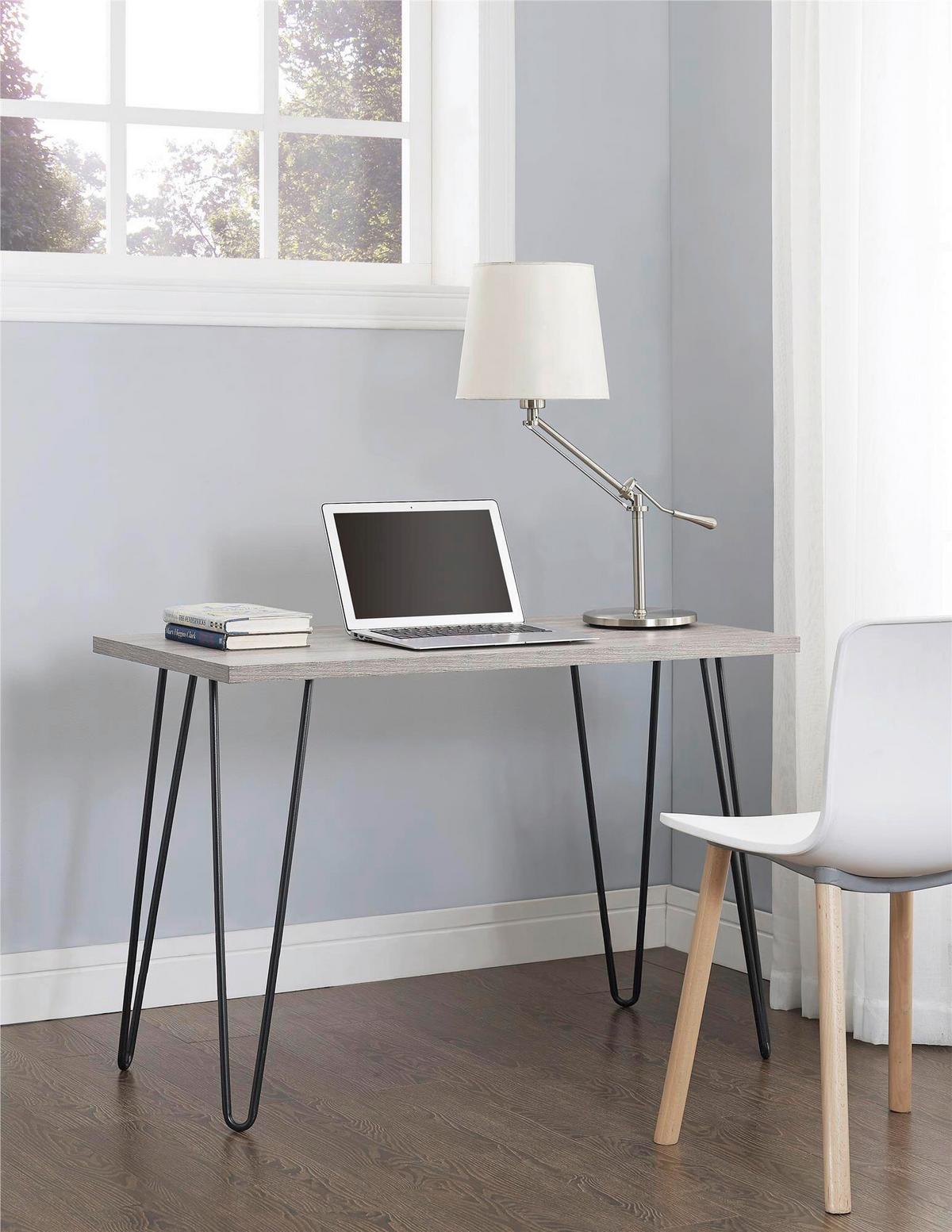 Schreibtisch Owen Grau L: 100cm - Schwarz/Grau, Design, Holzwerkstoff/Metall (100/49/70cm) - MID.YOU