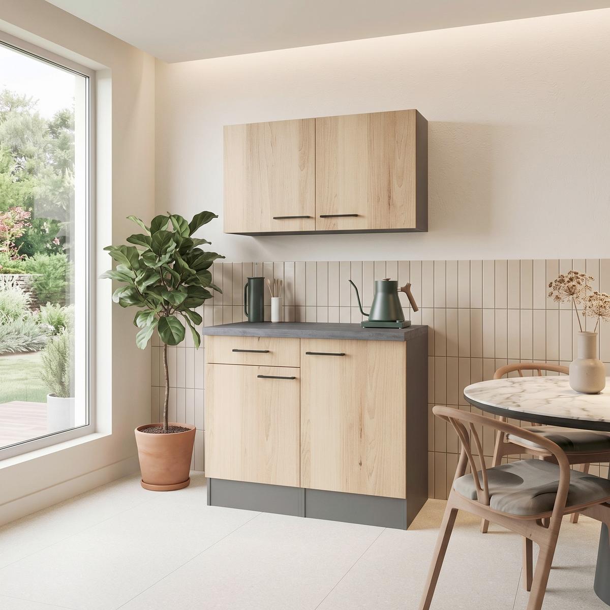 BUFFET Oliver, Grau Artisan B: 100 cm - Eiche Artisan/Grau, Trend, Holzwerkstoff (100/200/60cm) - Respekta