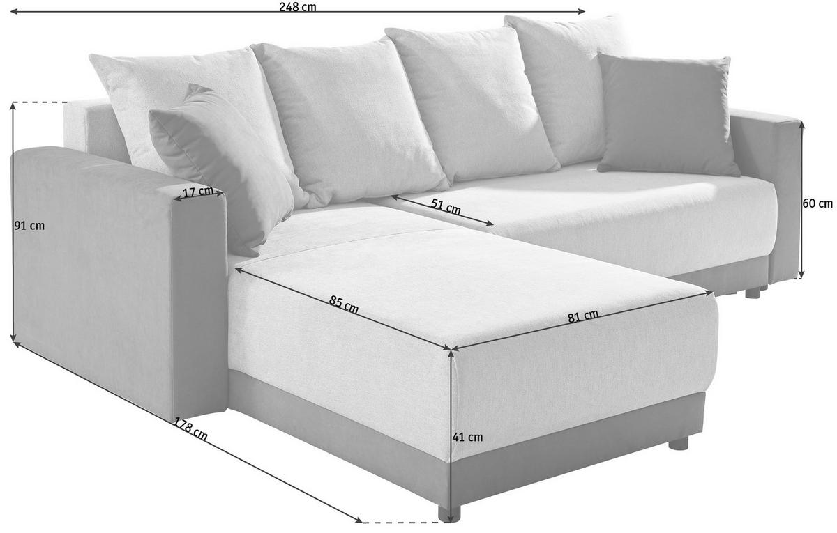 Ecksofa Mit Schlaffunktion Time Petrol B: 178 Cm - Dunkelgrau/Petrol, Design, Textil (178/248cm) - MID.YOU