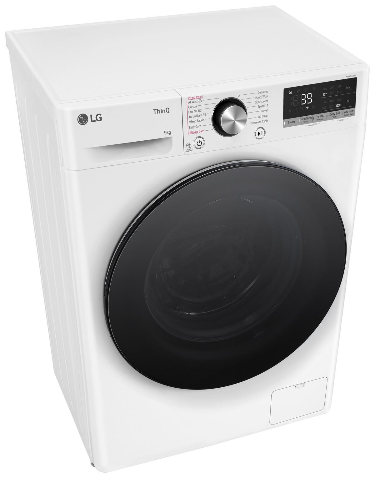 Waschmaschine LG F2v7slim9 9 kg 1160 U/Min ThinQ - Weiß, Basics, Glas/Kunststoff (60/85/47,5cm) - LG