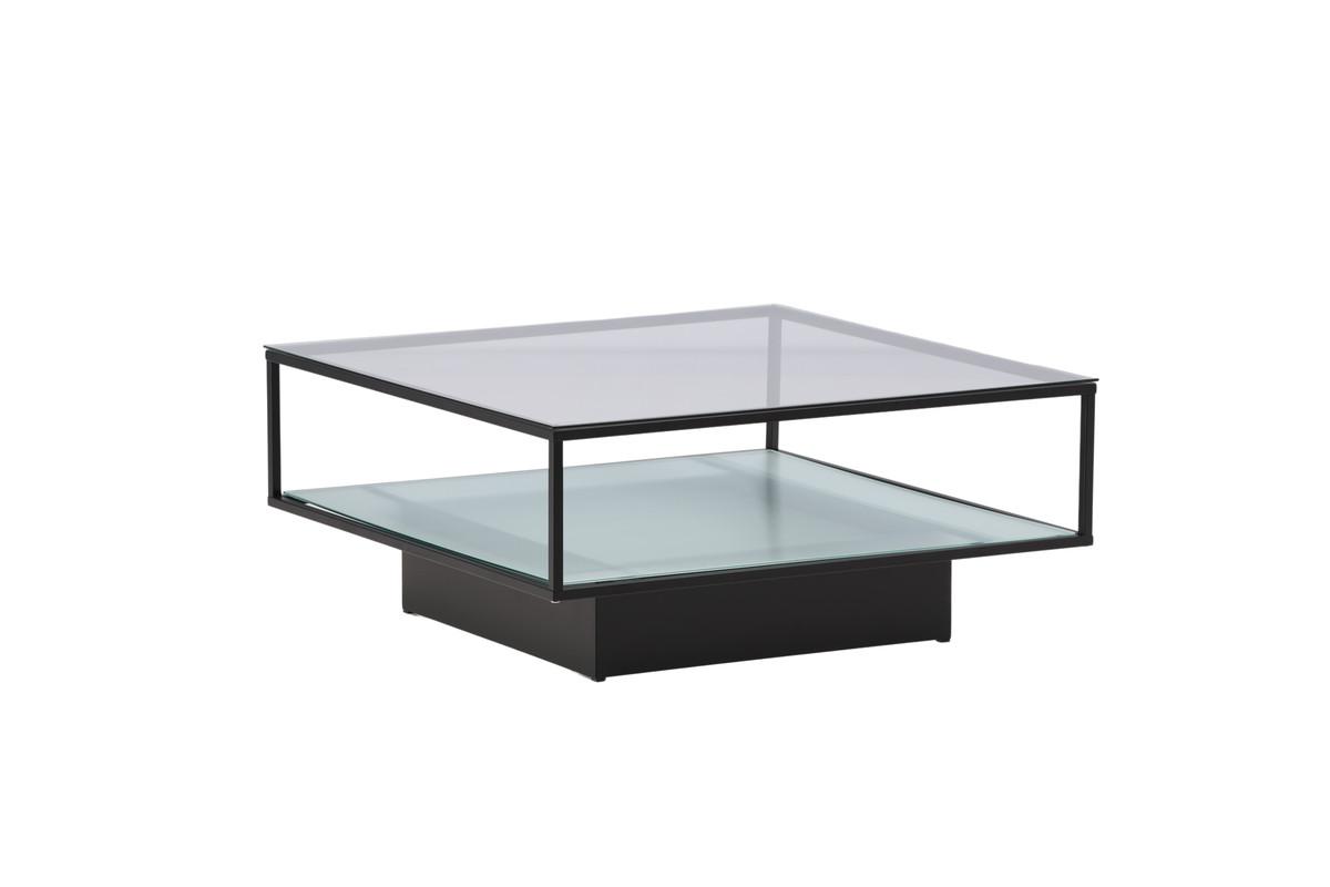 Couchtisch Maglehem - Schwarz, Design, Glas/Metall (90/90/38cm) - Livetastic