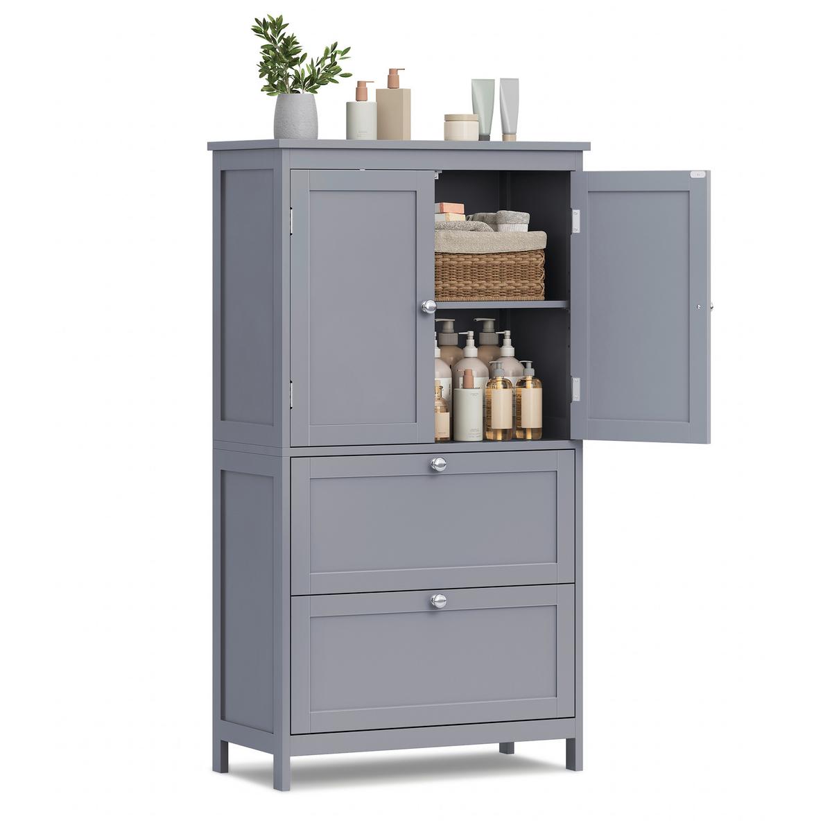 Midischrank Bathroom Cabinet - Grau, MODERN, Holzwerkstoff (60/110/30cm) - MID.YOU