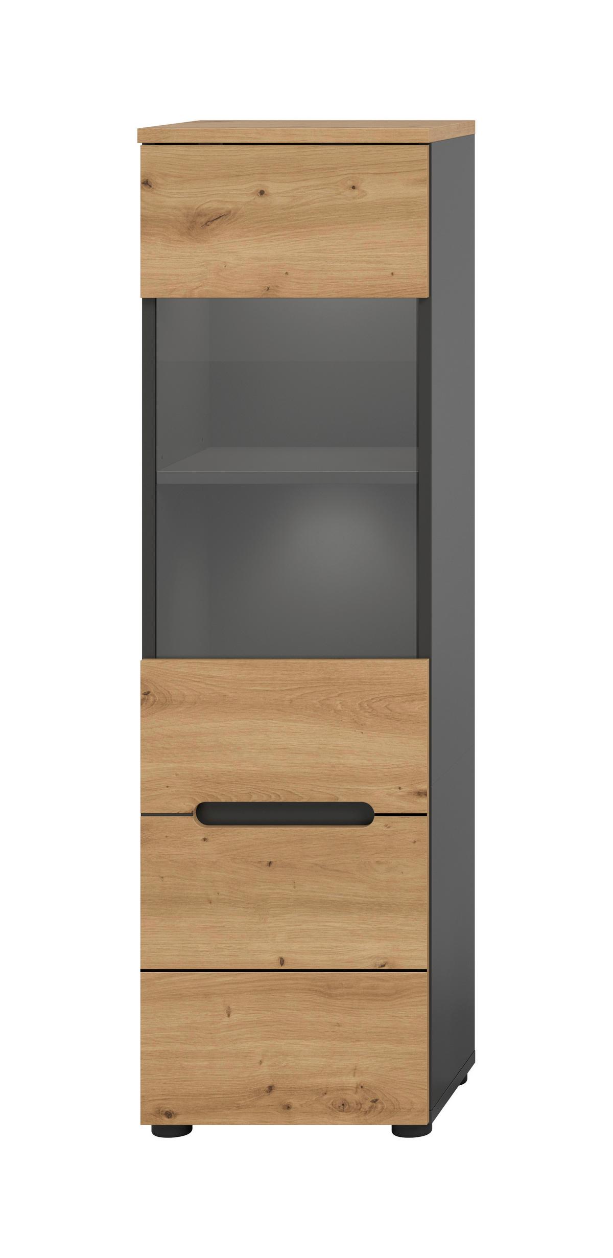 VITRINE Canu Eiche Dekor B: 36cm - Schwarz/Eiche Artisan, Design, Holzwerkstoff (36/125/33cm) - Livetastic