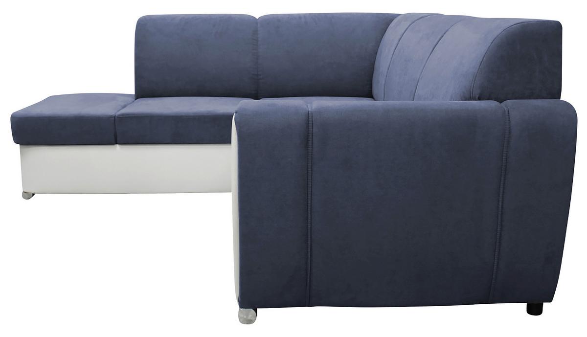 Ecksofa Mit Bettkasten Doris Rücken Echt Blau/weiß - Blau/Silberfarben, Design, Textil (196/255cm) - MID.YOU