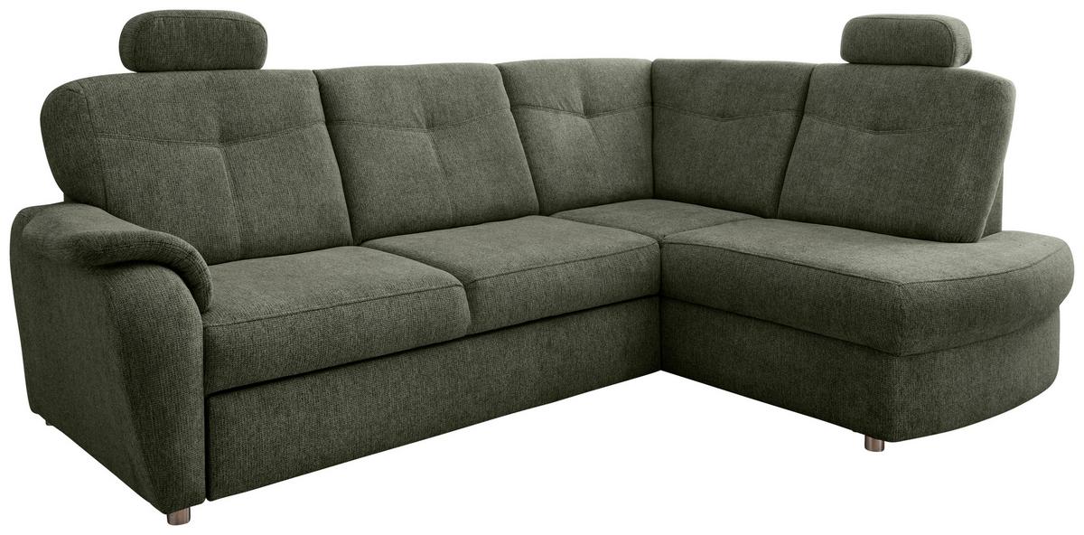 Eckschlafsofa Rosali Dunkelgrün S: 264x180 Cm - Chromfarben/Dunkelgrün, MODERN, Textil (264/180cm) - Livetastic