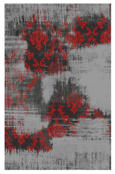Vintage-Teppich Diana Melody Grau/Rot 40x60 cm - Rot/Grau, Trend, Textil (40/60cm) - Novel