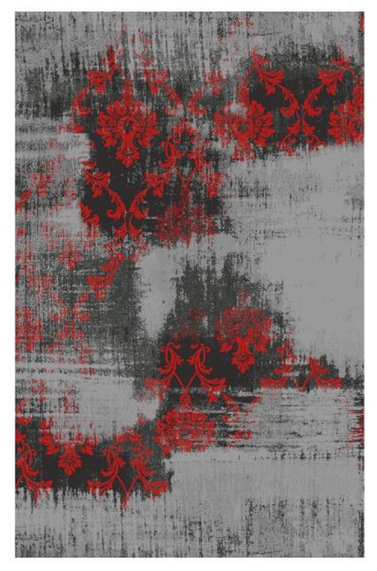 Vintage-Teppich Diana Melody Grau/Rot 40x60 cm - Rot/Grau, Trend, Textil (40/60cm) - Novel