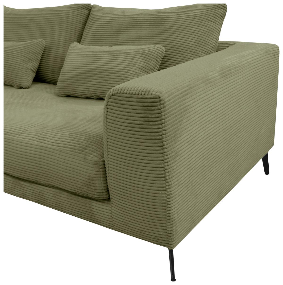 Ecksofa Berlin Cord Olivgrün 172x313 cm - Schwarz/Olivgrün, Design, Textil (172/313cm) - Livetastic