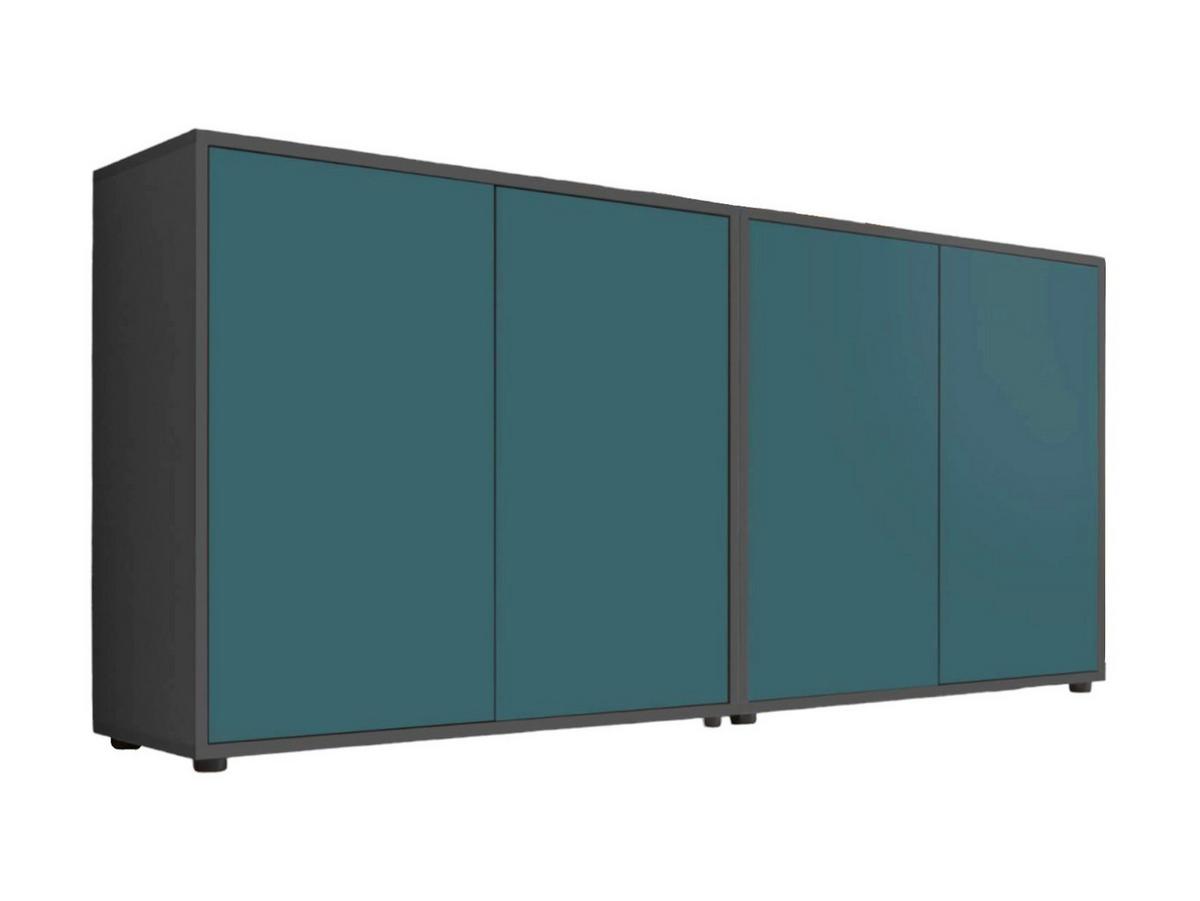 Sideboard Mailand 2 B: 158 cm Petrol - Anthrazit/Petrol, MODERN, Holzwerkstoff (158/73/33cm) - MID.YOU