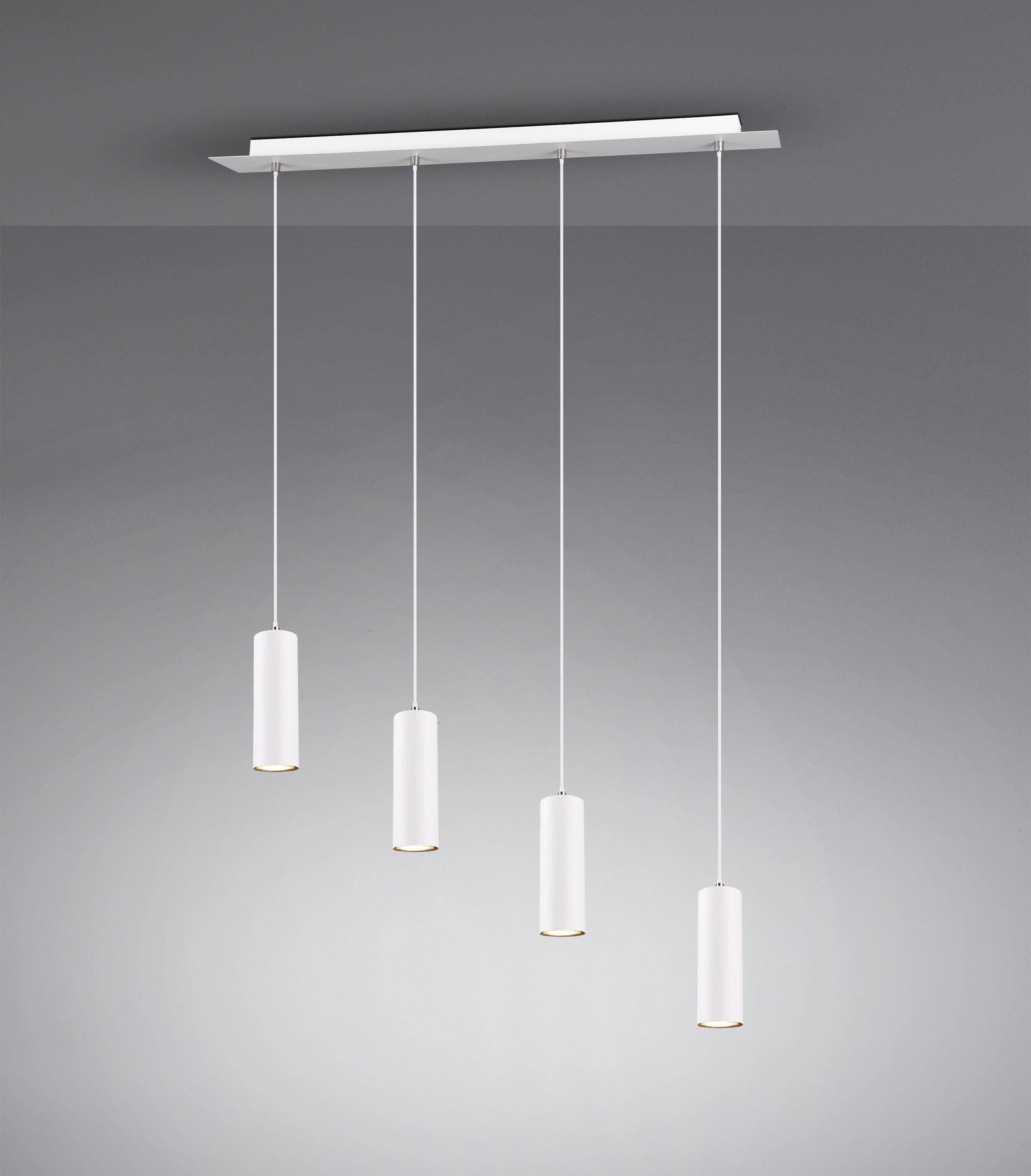 Hängeleuchte Marley H: 150 cm 4-Flammig höhenverstellbar - Weiß, Design, Metall (75/150/9cm) - Trio Leuchten