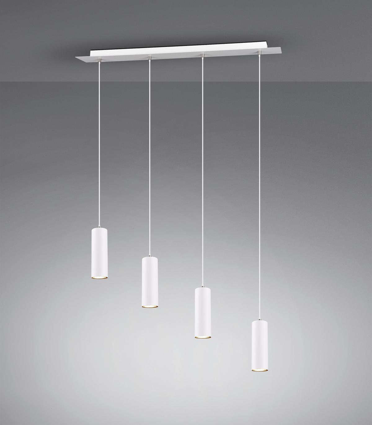 Hängeleuchte Marley H: 150 cm 4-Flammig höhenverstellbar - Weiß, Design, Metall (75/150/9cm) - Trio Leuchten
