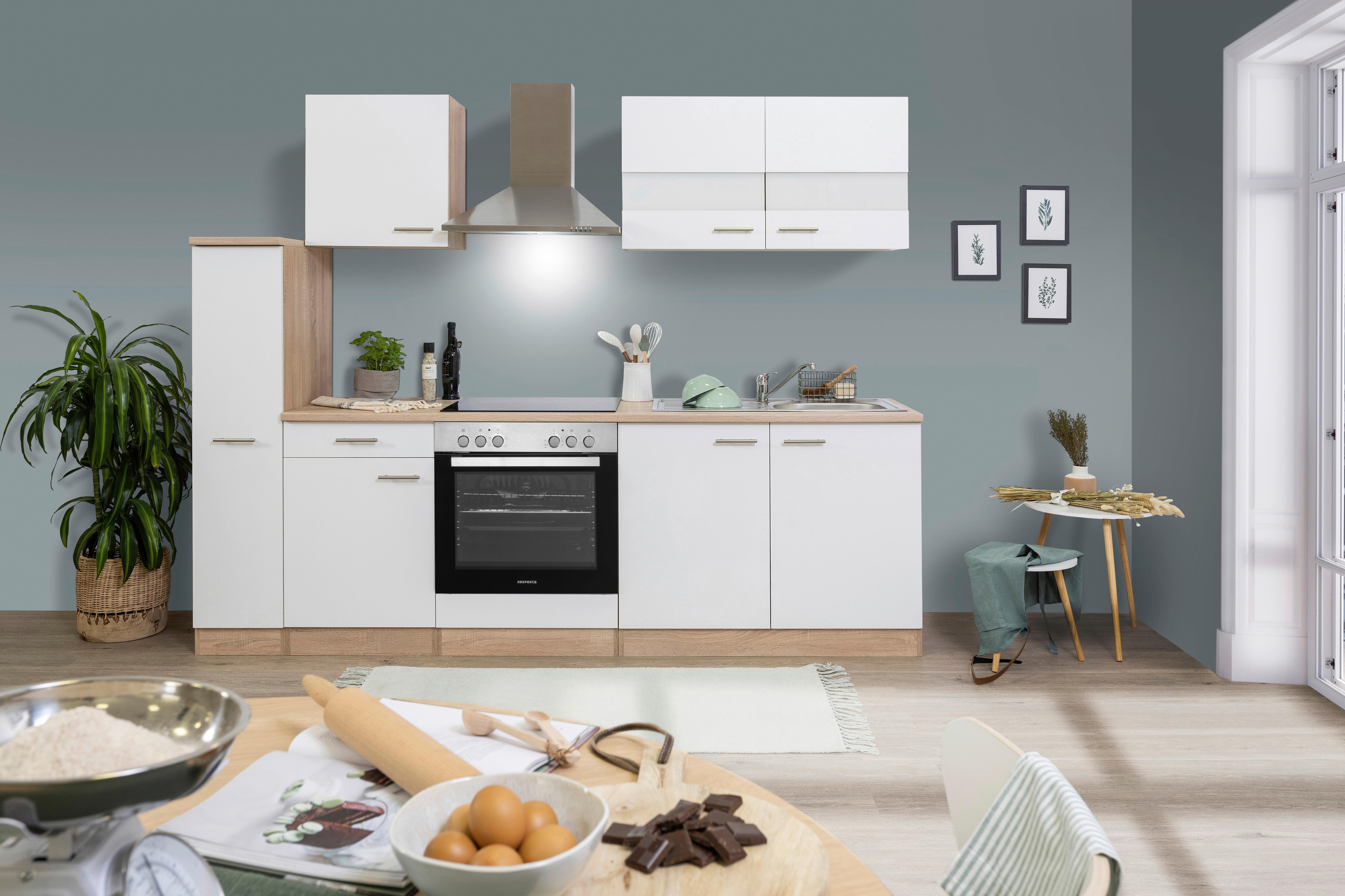 Küchenblock Merle Küchenblock 240 Cm - Eichefarben/Weiß, Basics, Holzwerkstoff (240cm) - Respekta