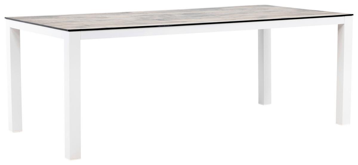 Gartentisch Llama Aluminium L 205 Cm - Weiß/Grau, KONVENTIONELL, Kunststoff/Metall (205/100/75cm) - Gardenson