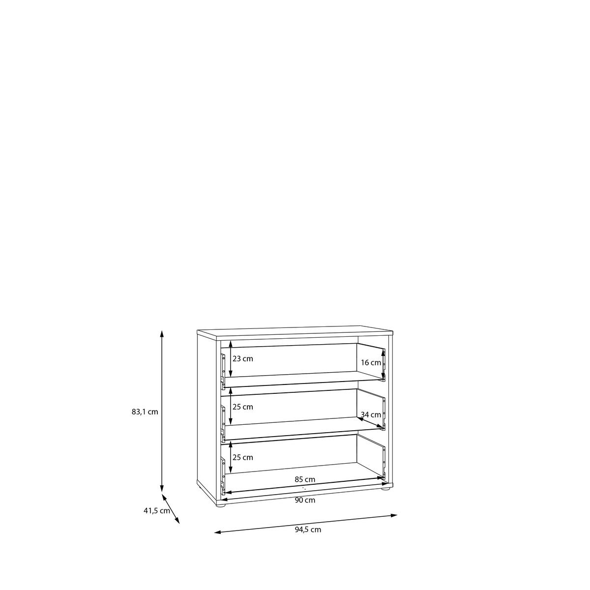 Komoda farba dub Elegancia - farba duba, Modern, kompozitné drevo (94,8/83,1/41,5cm)