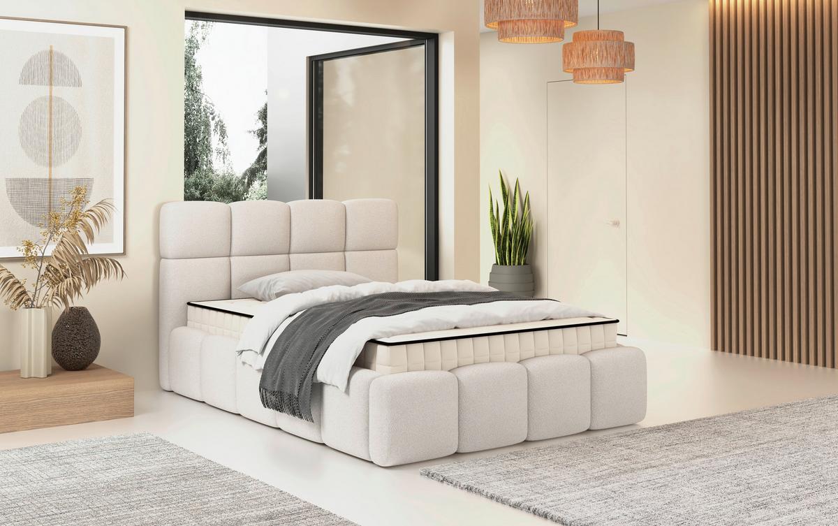 Polsterbett Cloudy Creme, Lf: 120x200 Cm - Creme, Trend, Holz/Holzwerkstoff (120/200cm) - Luca Bessoni