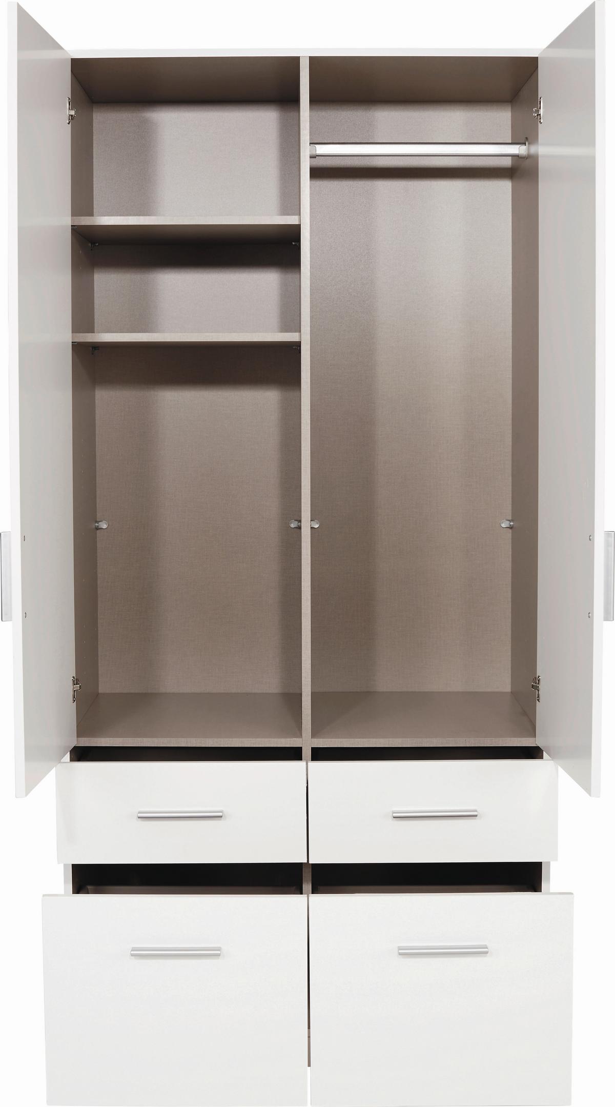 ŠATNÍ SKŘÍŇ CELLE - bílá/barvy hliníku, Moderní, dřevo/plast (91/197/54cm)