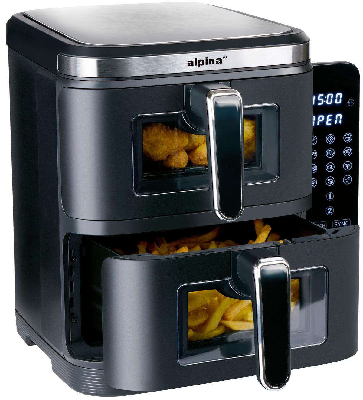 Heißluftfritteuse Air Fryer Double Stack 2x 5.5l - Schwarz, Basics, Kunststoff/Metall (35/29/38cm)