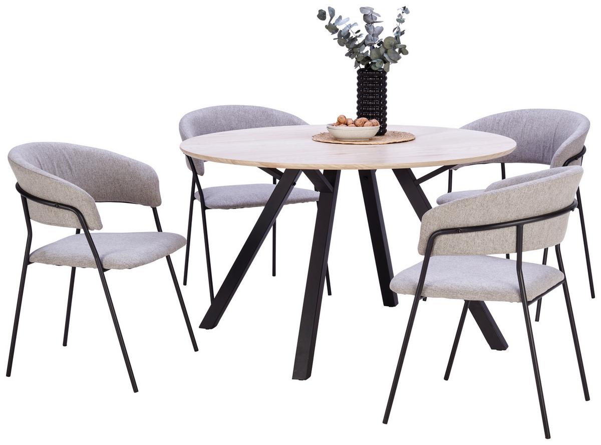 Esstisch Rund Arno 120x76 Naturfarben - Schwarz/Naturfarben, KONVENTIONELL, Holzwerkstoff/Metall (120/76/120cm)